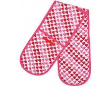 Bridgewater Pink Hearts Double Oven Glove